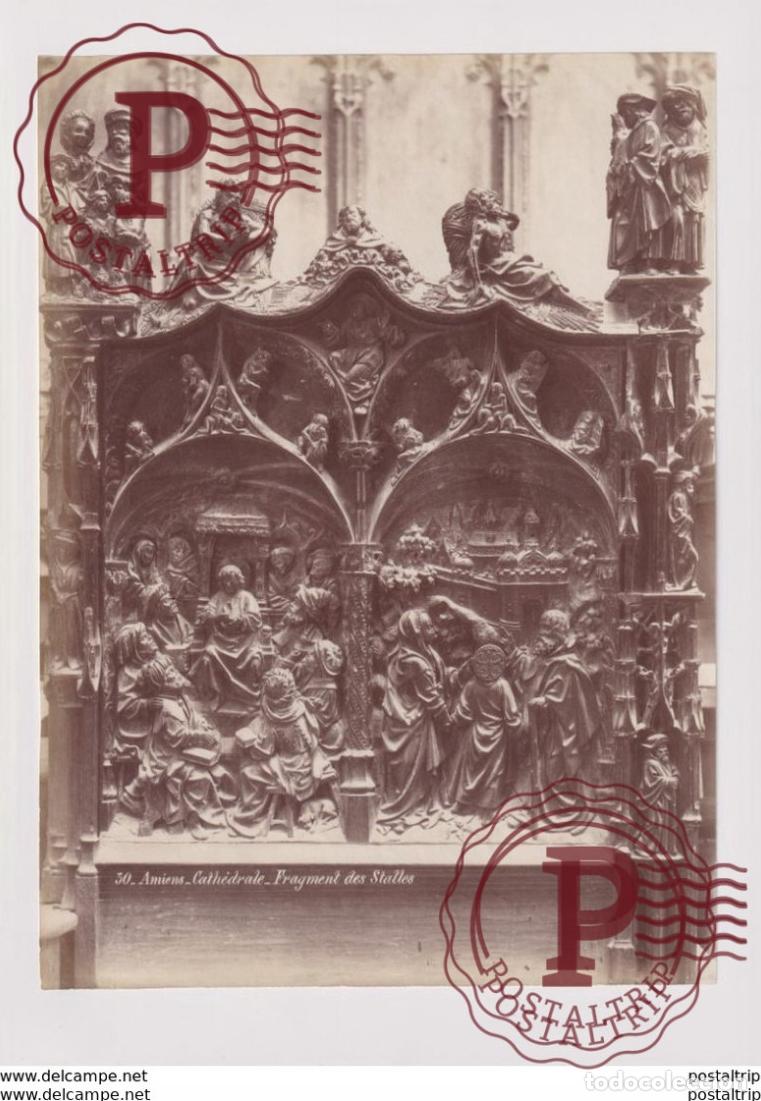Fotograf&iacute;a antigua: AMIENS CATHEDRALE FRAGMENT DES STALLES 25*19CM PHOTOGRAPHIE