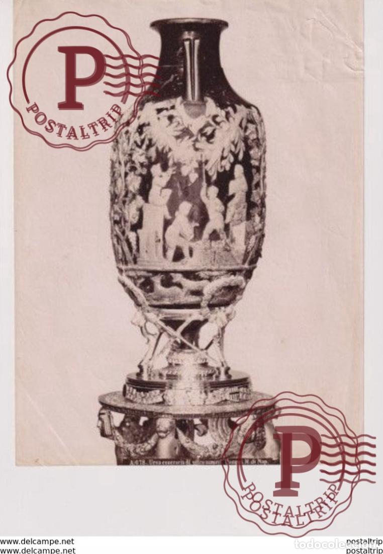 Fotografia antica: POMPEI URNA CENERARIA DI VETRO AZZURRO M DI NAP 25*19CM PHOTOGRAPHIE