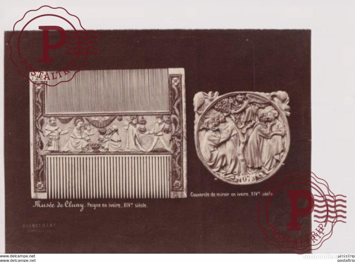 Fotograf&iacute;a antigua: MUS&Eacute;E DE CLUNY PEIGNE EN IVOIRE COUVERCLE DE MIROIR 25*19CM PHOTOGRAPHIE