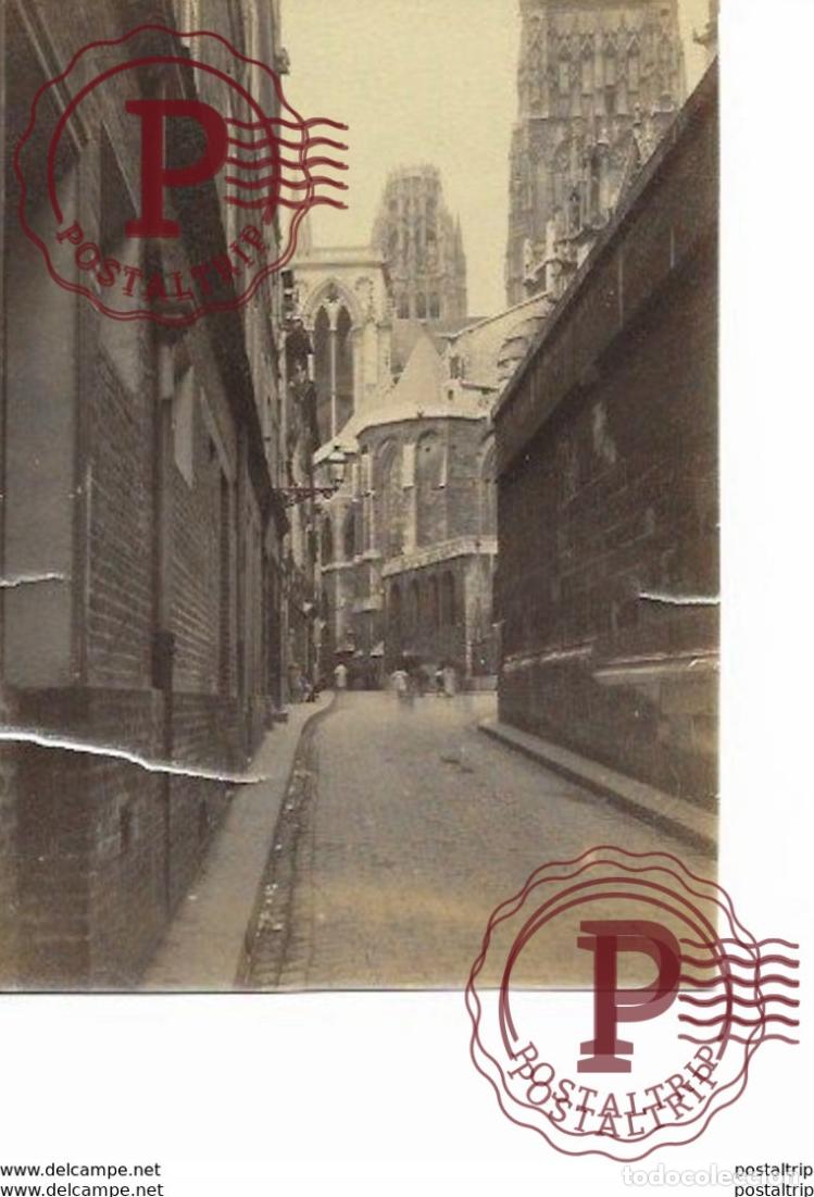 Fotograf&iacute;a antigua: ROUEN FRANCE TEAR LEFT SIDE 1894 BUTLER TOWER CATHEDRAL FROM EAST 15*11CM PHOTOGRAPHIE