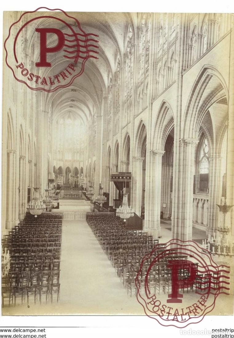 Fotograf&iacute;a antigua: SEINE Saint DENIS-Abbaye de SAINT DENIS Interieur de lEglise la Nef et le Choeur 27*21CM PHOTOGRAP