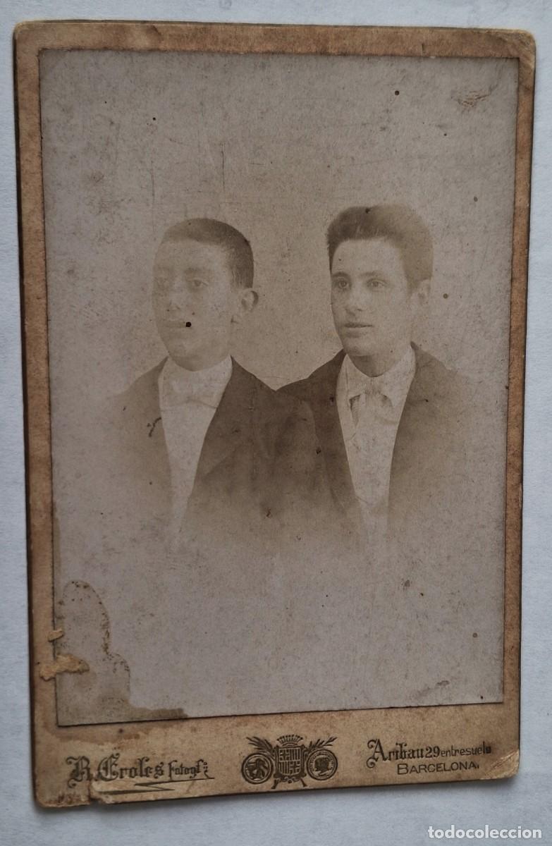 Fotograf&iacute;a antigua: FOTOGRAFIA ALBUMINA MUY ANTIGUA EN CARTON -12 X 8 CM. - HERMANOS GEMELOS - SIGLO XIX