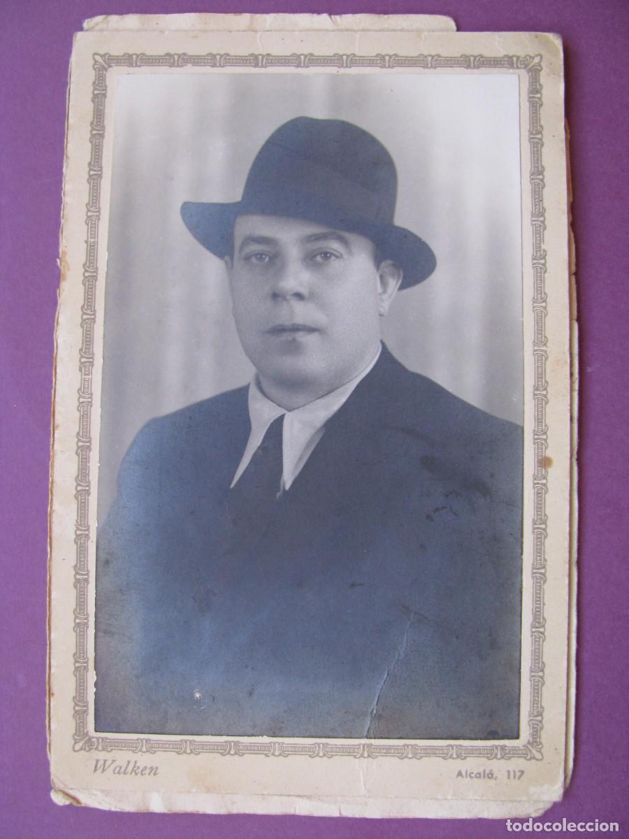 Fotograf&iacute;a antigua: FOTO RETRATO CABALLERO SOMBRERO - FOT&Oacute;GRAFO WALKEN (ALCAL&Aacute; 117 MADRID) - H. 1920. 15X10 CM
