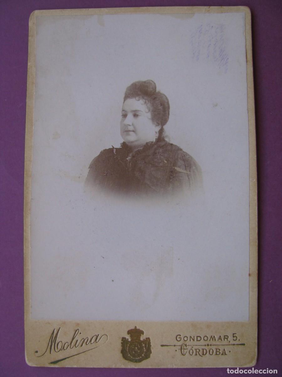 Fotograf&iacute;a antigua: RETRATO RETRATO SE&Ntilde;ORA TARJETA GABINETE - FOT&Oacute;GRAFO TOM&Aacute;S MOLINA C&Oacute;RDOBA - H. 1900. 16,5X10,5 CM
