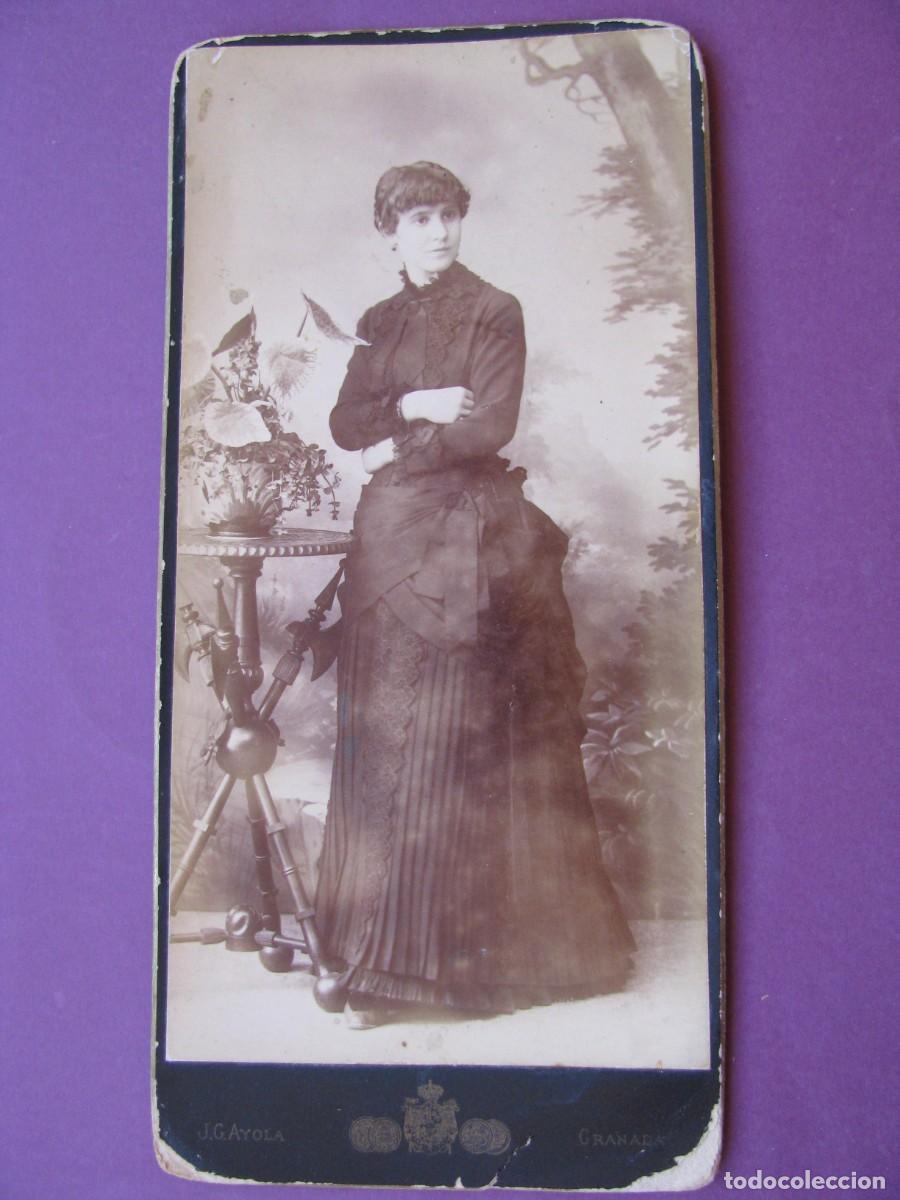 Fotograf&iacute;a antigua: RETRATO RETRATO SE&Ntilde;ORA TARJETA GABINETE FOT&Oacute;GRAFO J.G. AYOLA (CARRERA DE GENIL, GRANADA). 21X10 CM