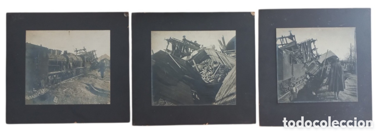 Fotograf&iacute;a antigua: 4 FOTOGRAFIAS ORIGINALES COMPA&Ntilde;IA FERROVIARIA MZA. 3 DEL ACCIDENTE FERROVIARIO DE 22-12-1920