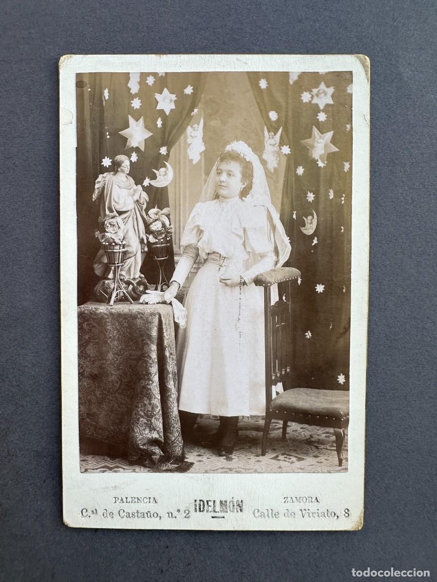 Fotograf&iacute;a antigua: XIX - FOTOGRAFIA DE ILDEMON - PALENCIA Y ZAMORA - NI&Ntilde;A DE COMUNION