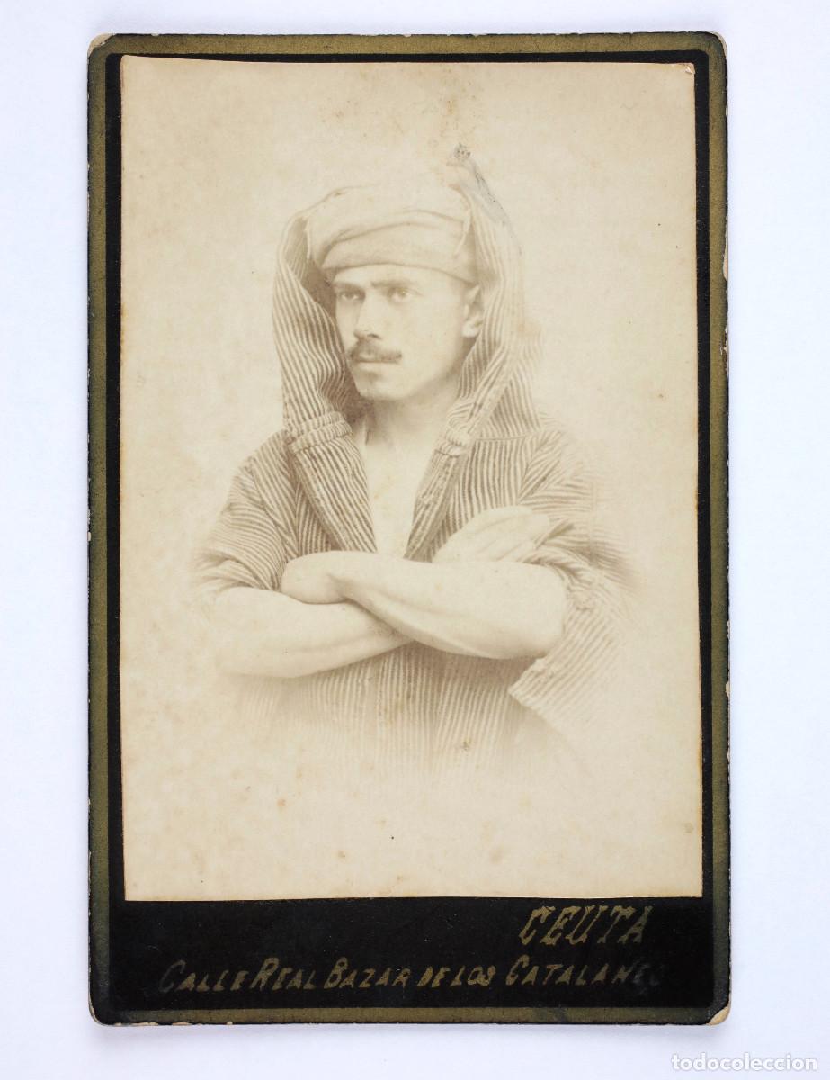 Fotograf&iacute;a antigua: Joaqu&iacute;n Dur&aacute;n llanas, Ceuta, bazar de los catalanes, 1893. Retrato dedicado.