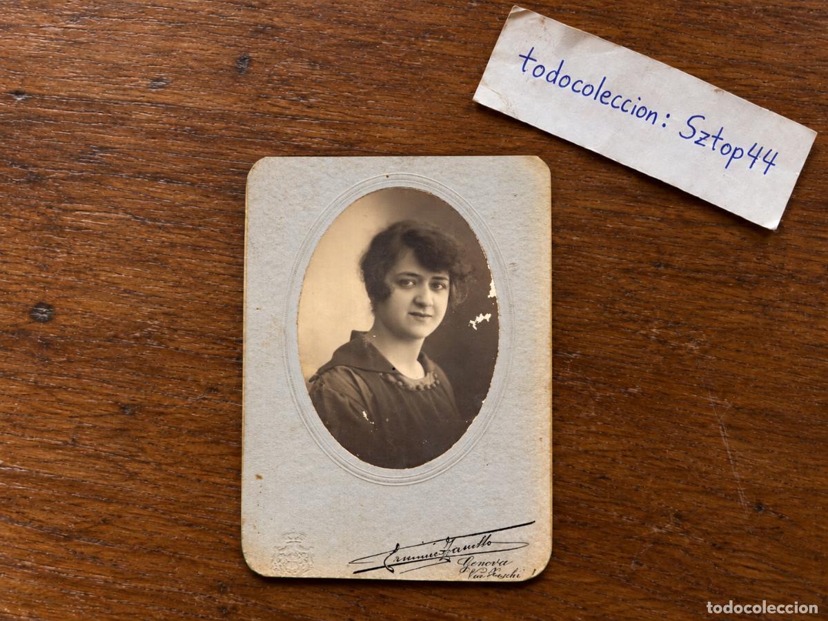 Fotograf&iacute;a antigua: Antigua Fotograf&iacute;a Retrato de Se&ntilde;ora - Tamino Favello - Genova (Italia) Via Fieschi