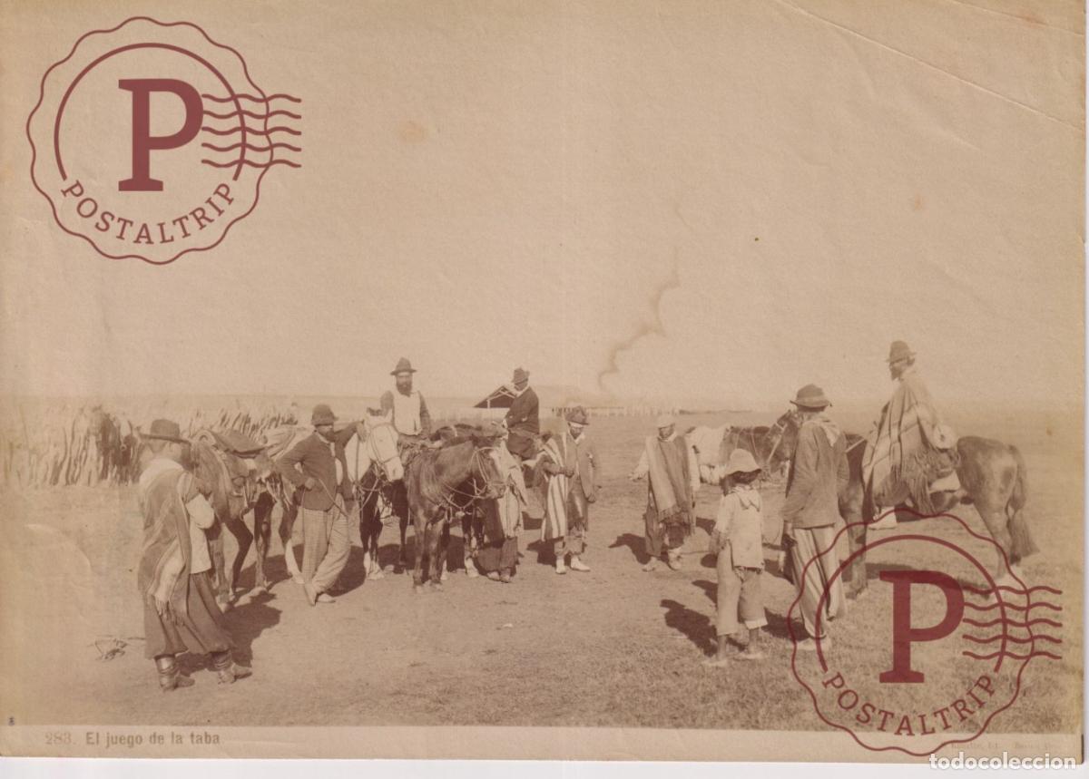 Fotograf&iacute;a antigua: ARGENTINA. EL JUEGO DE LA TABA. FOTOGRAFIA ANTES 1900. EUGENIO WIDMAYER. CORRIENTES 20X14CM ALBUMINA