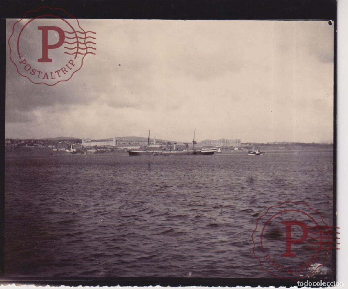 Fotograf&iacute;a antigua: CHILE FOTO ANTIGUA CHILE BAHIA VALPARAISO BUQUE VAPOR REMOLCADOR 12,5X11 CM BATEAU SHIP