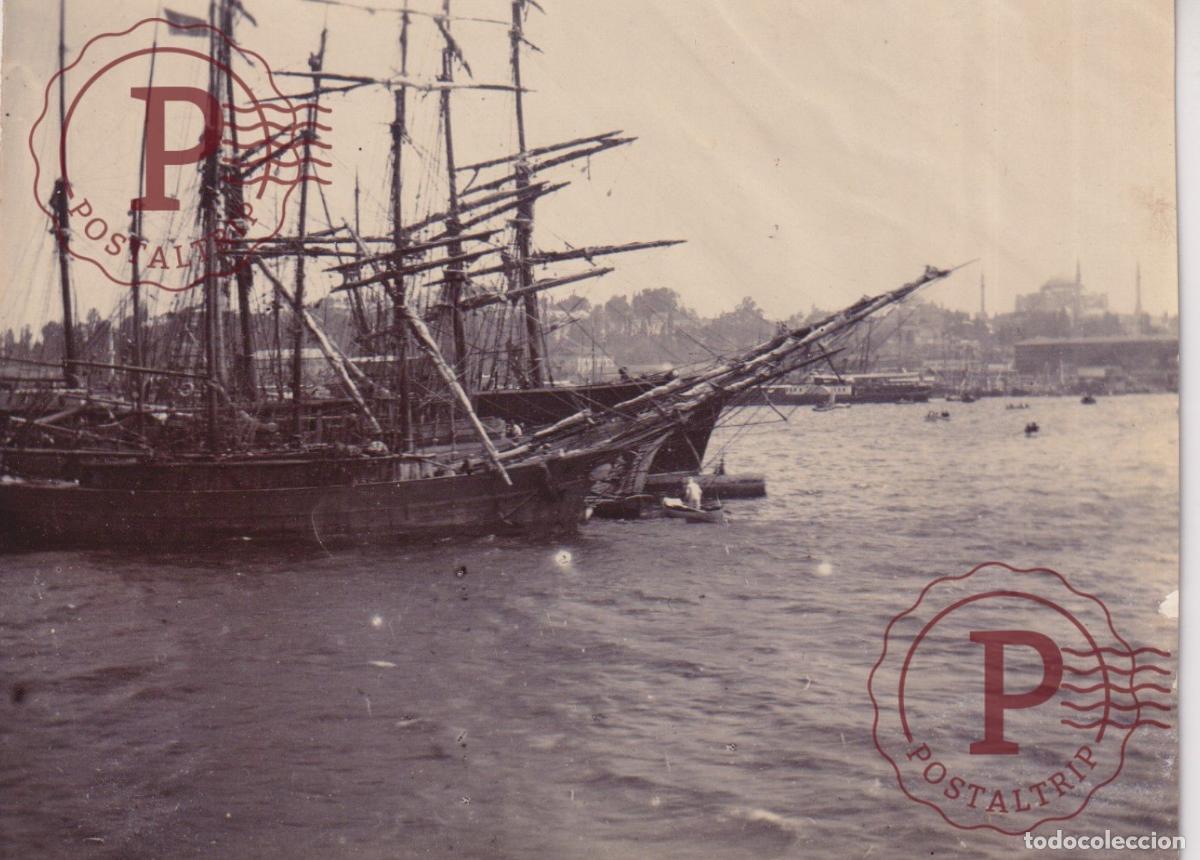 Fotograf&iacute;a antigua: TURQUIA TURKEY TURQUIE. FOTO ANTIGUA ANTES 1900 CONSTANTINOPLA. GOLDEN HORN VELEROS 12X9 CM BARCO BA