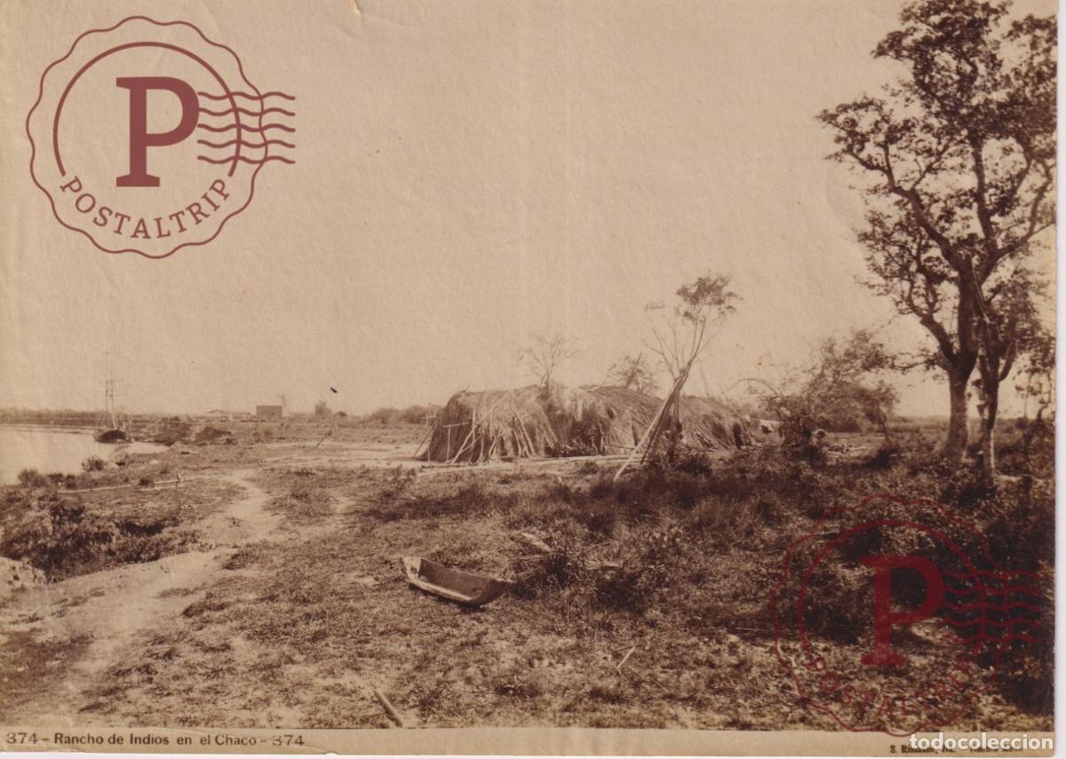 Fotograf&iacute;a antigua: ARGENTINA. FOTO ANTIGUA ANTES 1900 CHACO RANCHO INDIOS SAMUEL RIMATHE. SELLO WILDMAYER 20.5X15 CM