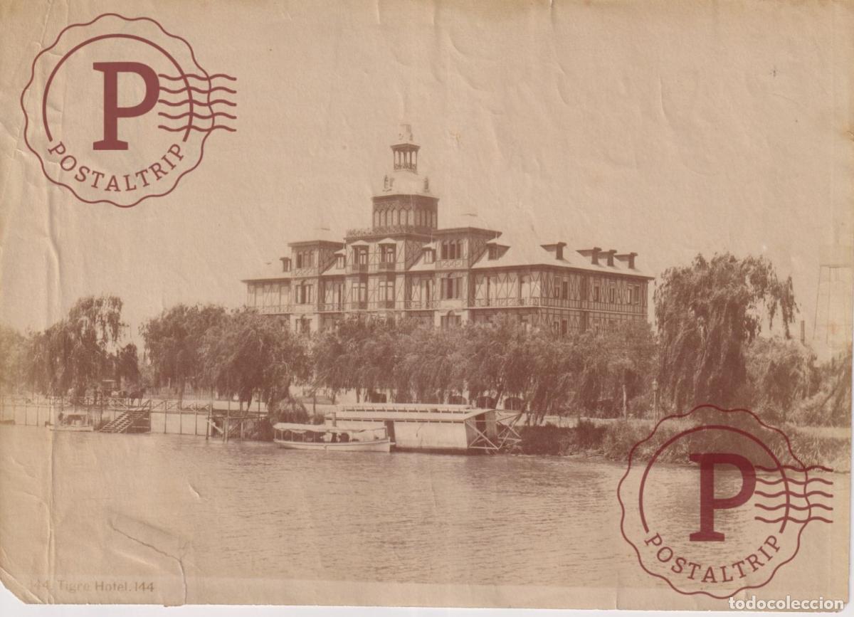 Fotograf&iacute;a antigua: ARGENTINA, FOTO ANTES DE 1900. TIGRE HOTEL RIO EMBARCACION SAMUEL RIMATHE. SELLO WILDMAYER 21X15 CM