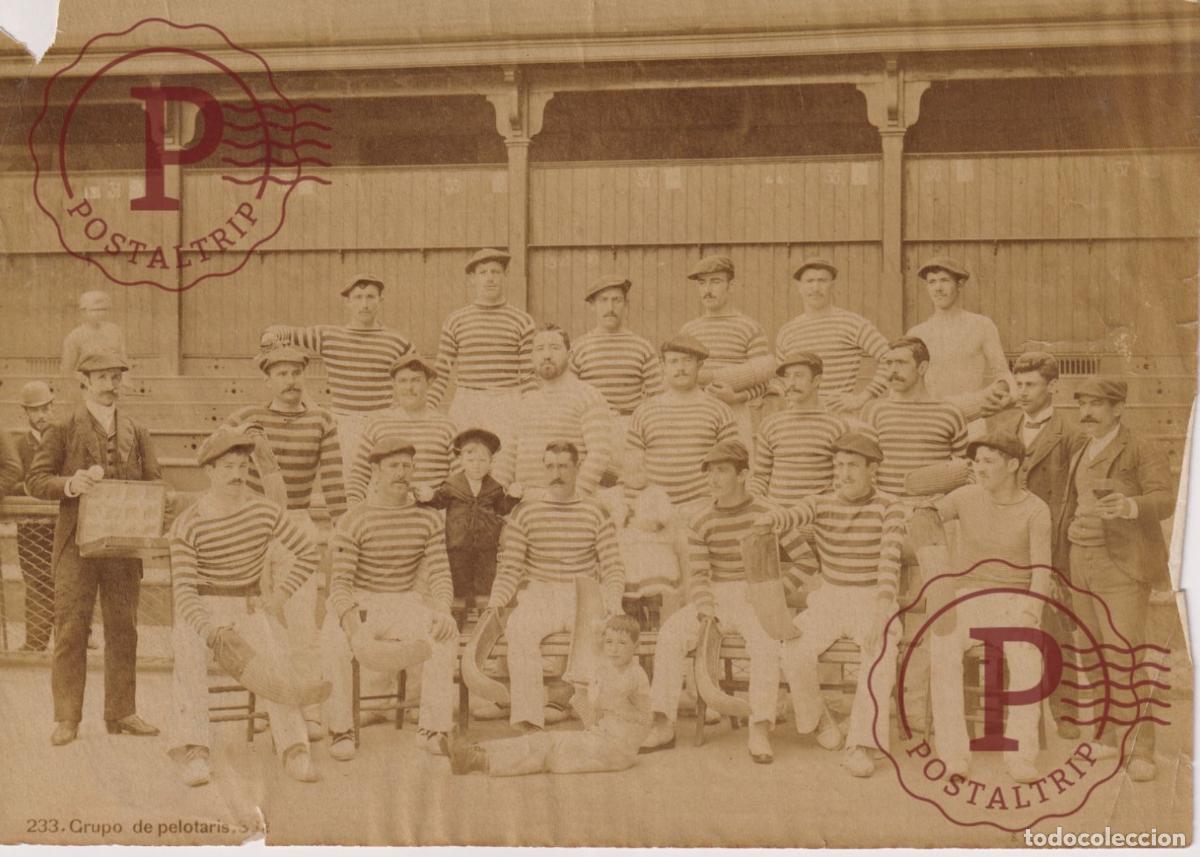 Fotograf&iacute;a antigua: ARGENTINA, FOTO ANTES DE 1900. GRUPO PELOTARIS PELOTA VASCA SAMUEL RIMATHE 20X15 CM DEPORTE SPORT VA