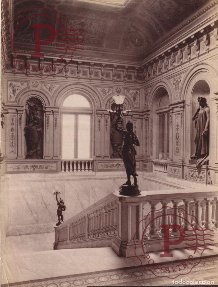 Fotograf&iacute;a antigua: ARGENTINA BUENOS AIRES ESCALERA MARMOL ESTATUAS WILDMAYER FOTO ANTES DE 1900 20,5X15,5 CM