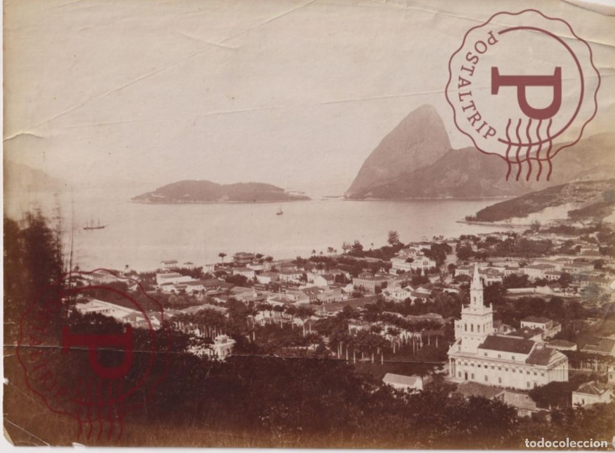 Fotograf&iacute;a antigua: BRASIL RIO DE JANEIRO PAN DE AZUCAR IGLESIA FOTO ANTES DE 1900 25X18 CM