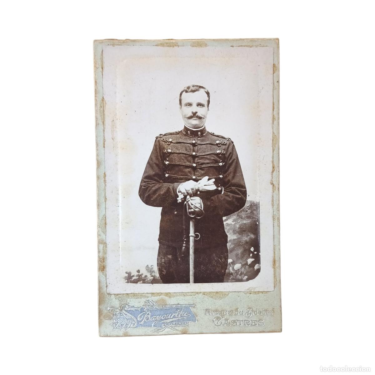 Fotograf&iacute;a antigua: Fotograf&iacute;a Antigua Carte de Visite CDV Militar Uniforme Sable Bayourthe Castres 10,5x6,5 cm