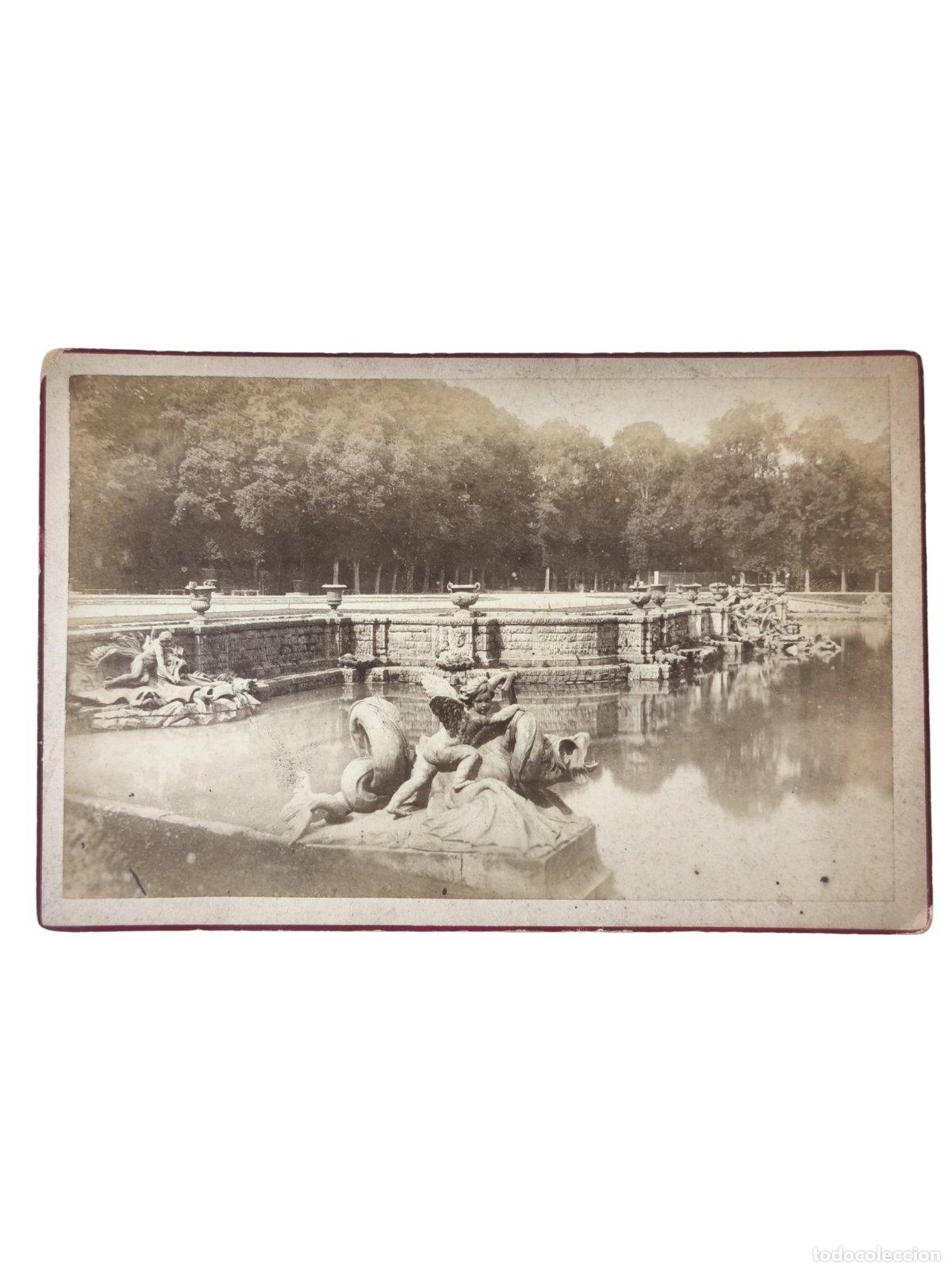 Fotograf&iacute;a antigua: Fotograf&iacute;a Antigua Palacio de Versalles Estanque de Neptuno Fuente Esculturas 16x11 cm