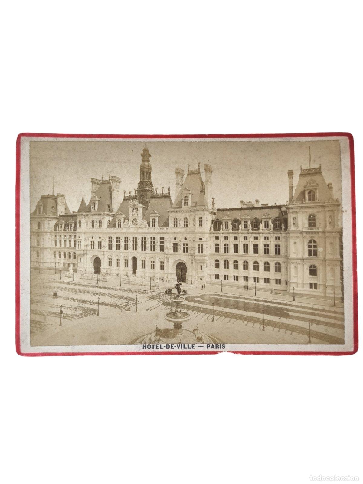 Fotografía Antigua París Ayuntamiento Hôtel de Ville Fachada y Plaza 16x11 cm
