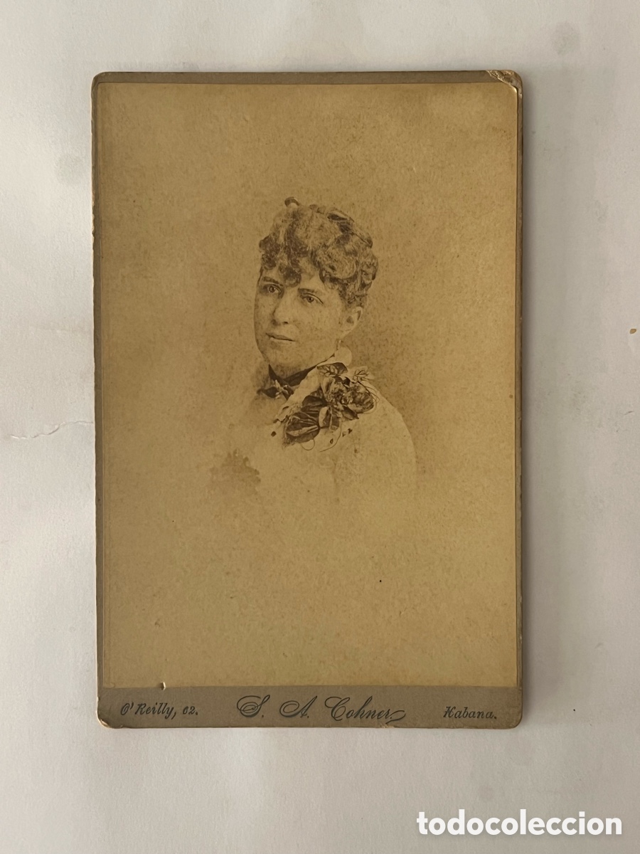 Fotograf&iacute;a antigua: Samuel A. Cohner - Habana Cuba .. Retrato de Estudio Gabinete. Dama Catalana (fin Siglo XIX)