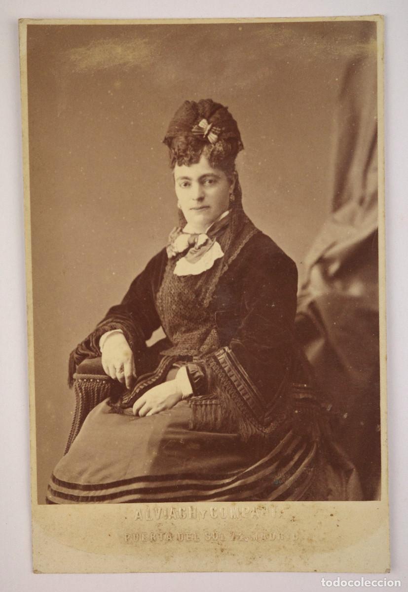Fotograf&iacute;a antigua: RETRATO DE DAMA POR IDENTIFICAR, FTO ALVIACH, MADRID. 16X10CM.