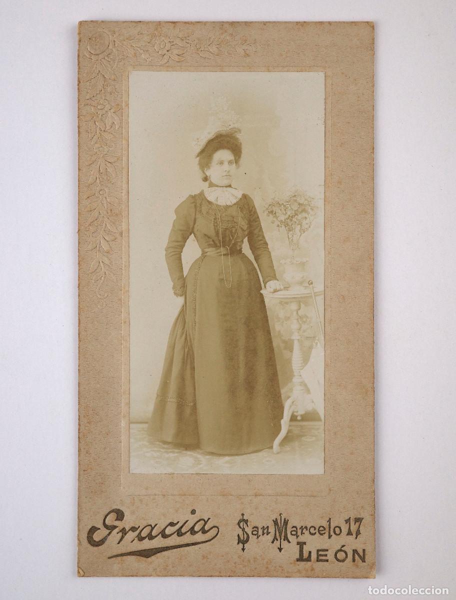 Fotograf&iacute;a antigua: RETRATO DE DAMA, FOTO GRACIA, LE&Oacute;N. 17X9CM.