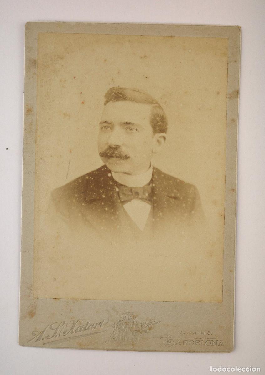 Fotograf&iacute;a antigua: Retrato de alfonso casellas dedicado, fotograf&iacute;a del Carmen, Barcelona. 16x10cm.