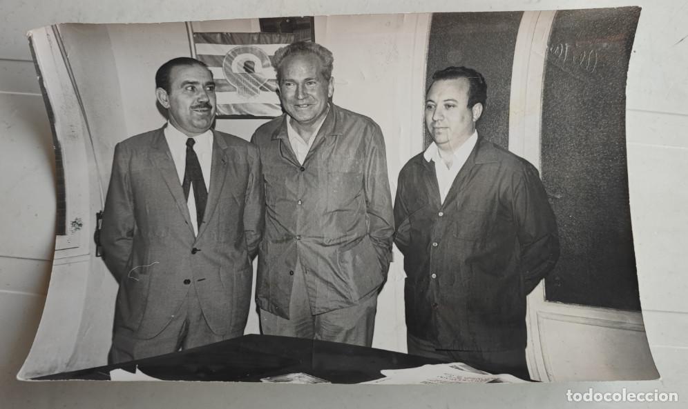Fotograf&iacute;a antigua: GINER, MARTINEZ SERRANO Y RICO PEREZ, PRESIDENTES CLUBS DE FUTBOL, ALICANTE, FOTOGRAFIA 18 X 12 CM