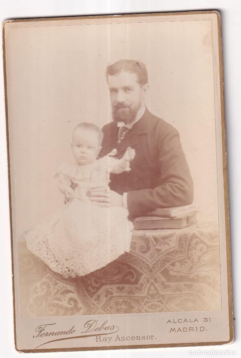 Antique Photography: Fotograf&iacute;a retrato personaje con hijo. Fernando Debas. Madrid. 16 x 10,50 cm