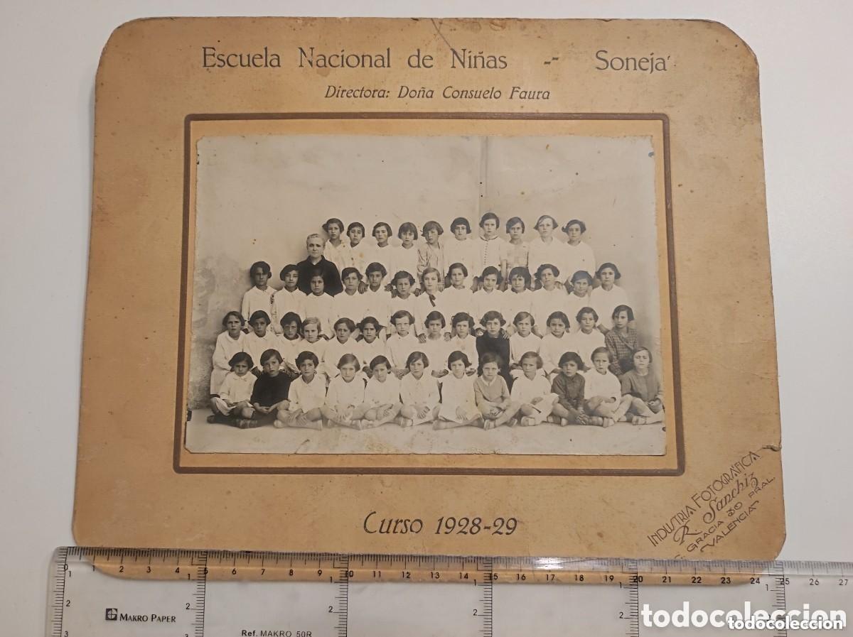 Photographie ancienne: Antigua foto Escuela Nacional de Ni&ntilde;as Soneja Castellon - Consuelo Faura - Curso 1928 - 29 colegio