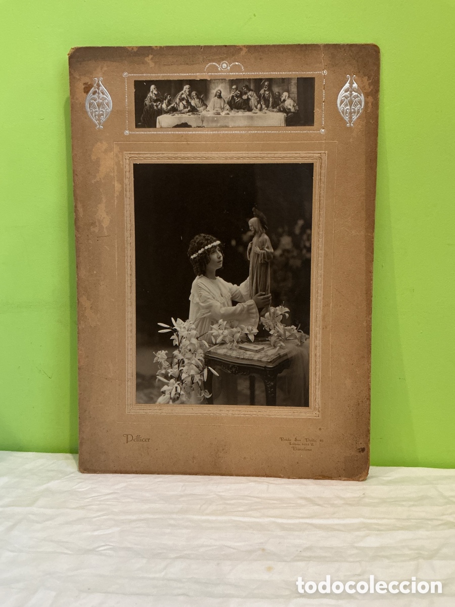 Photographie ancienne: Fotograf&iacute;a de comuni&oacute;n de ni&ntilde;a, Pellicer, Barcelona, hacia 1920&ndash;1930