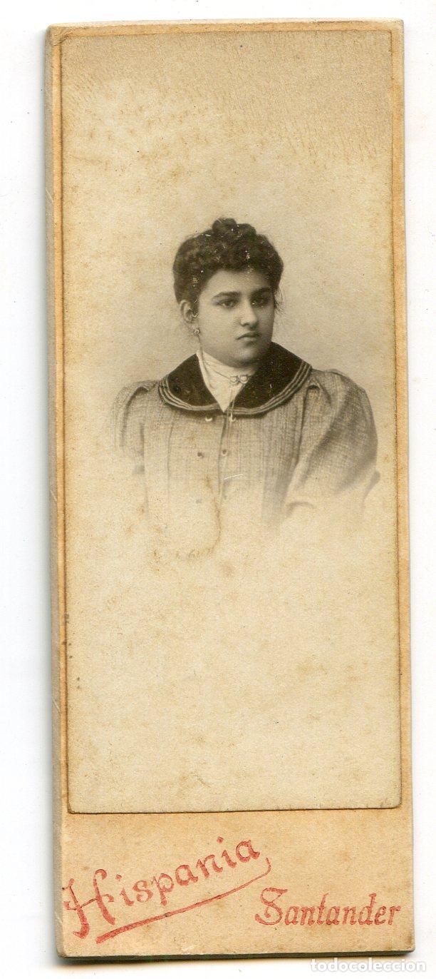 Fotografia antiga: Retrato de dama, Hispania, Santander, formato especial, 1907