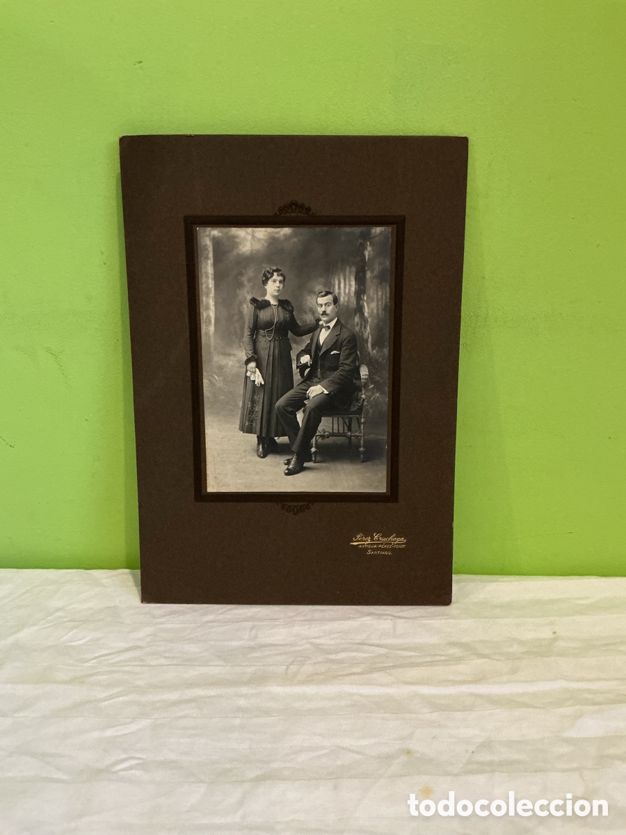 Fotografia antica: Fotograf&iacute;a de pareja dedicada &ndash; Santiago de Chile, 1916