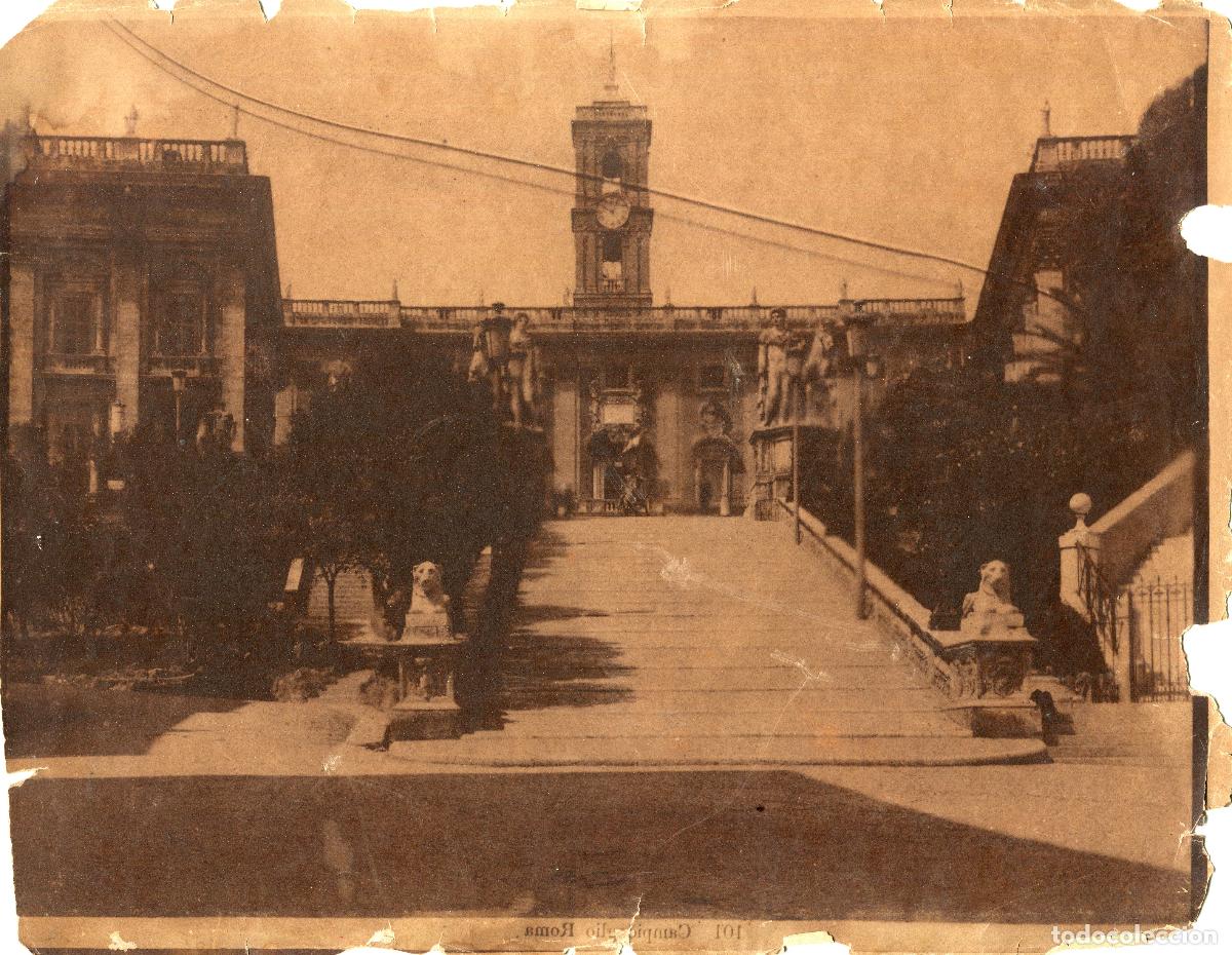 Fotografia antiga: Campidoglio, Roma - Copia fotogr&aacute;fica de &eacute;poca en sepia - finales del s. XIX
