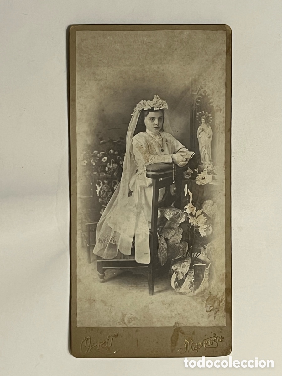 Fotografia antica: MANRESA.. Retrato Ni&ntilde;a Primera Comuni&oacute;n. Estudio fotogr&aacute;fico ORRIT (h.1900?)