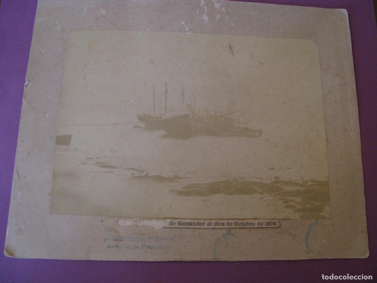 Alte Fotografie: ANTIGUA FOTOGRAFICA 1878 - NAUFRAGIO BUQUE EN SANTANDER - REVERSO MANUSCRITO Y SELLO CORREOS JEREZ