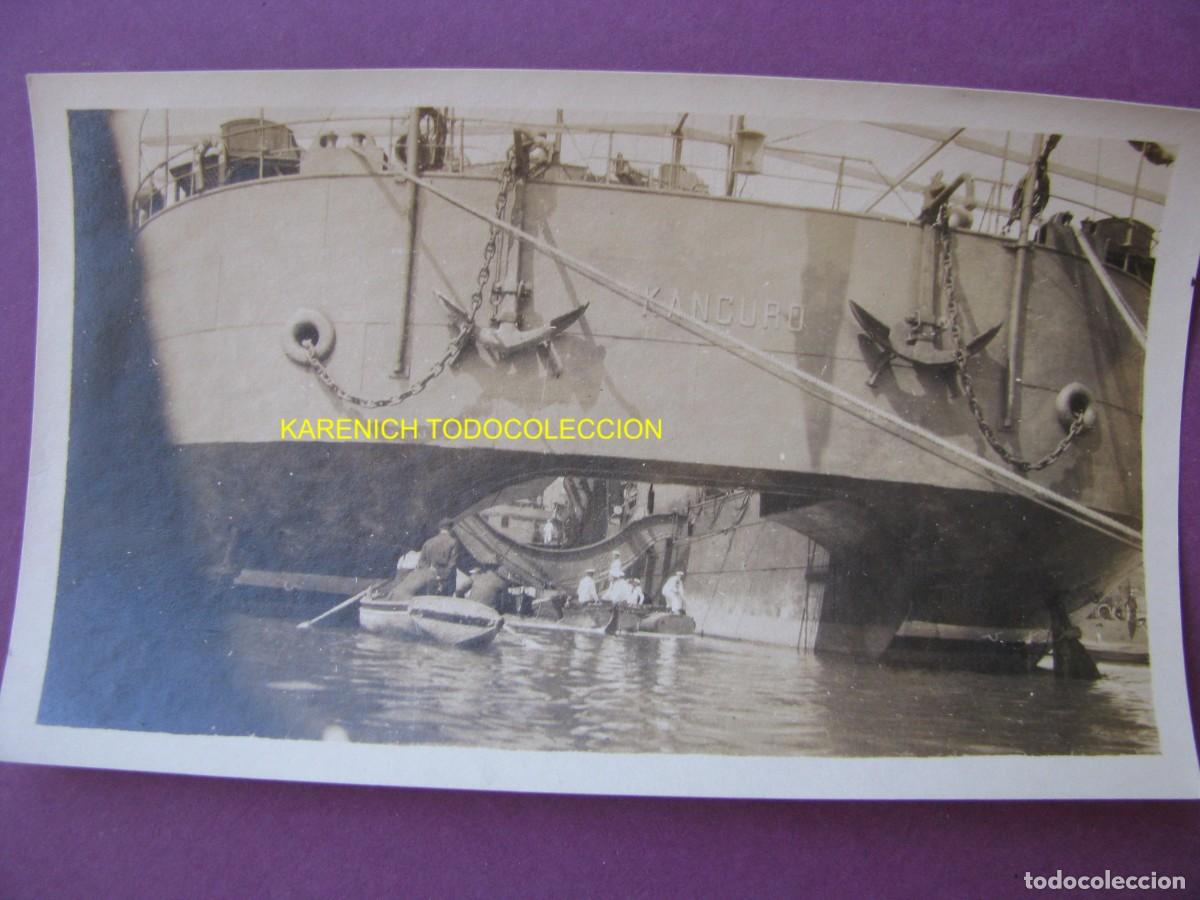Fotograf&iacute;a antigua: FOTO ORIGINAL 1922 PROA BUQUE SALVAMENTO SUBMARINOS KANGURO. PASAJES GUIPUZCOA 11X6,5CM