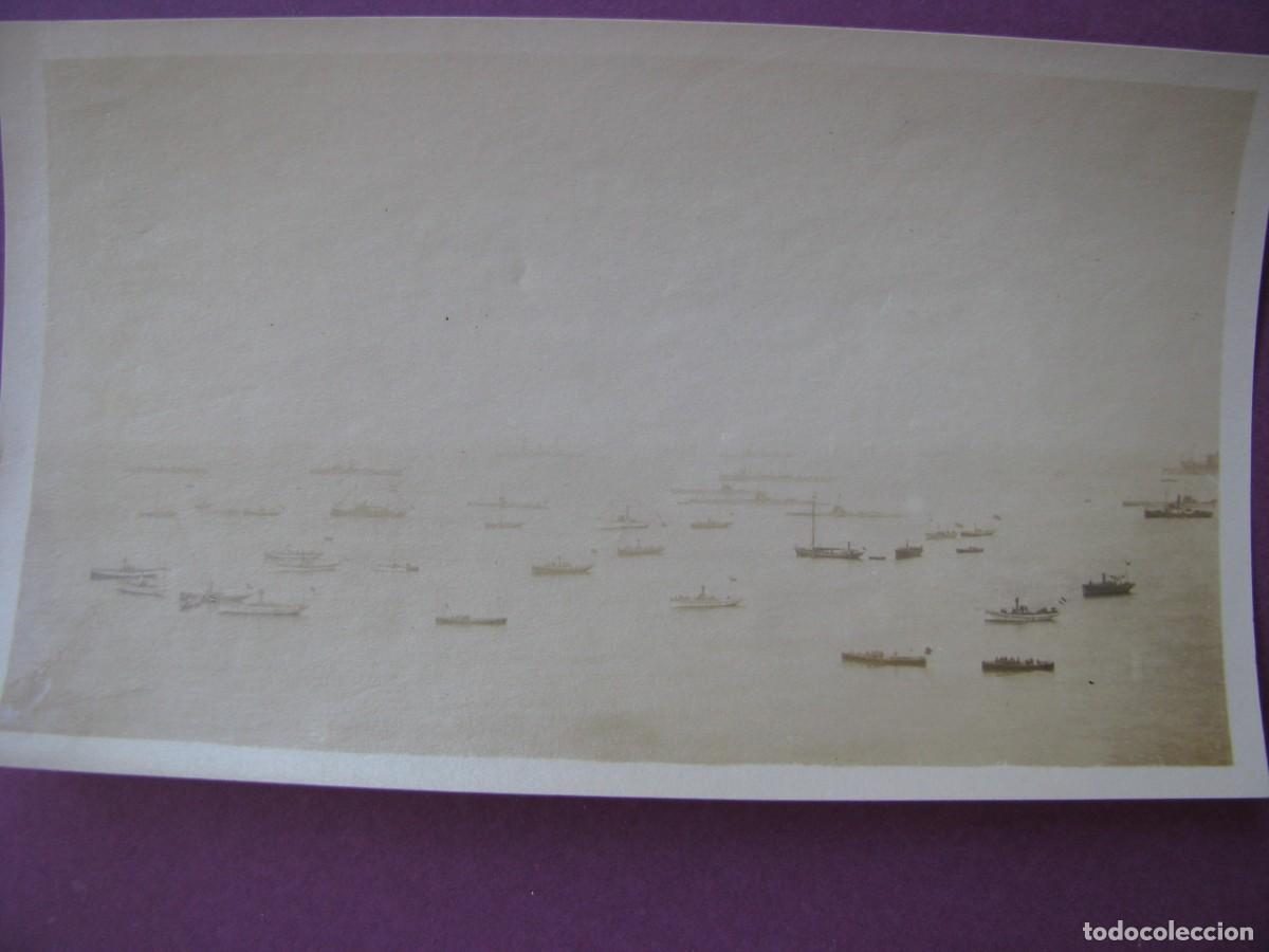 Fotograf&iacute;a antigua: FOTO ORIGINAL 1922 VISTA PANORAMICA ESCUADRA Y SUBMARINOS. PASAJES GUIPUZCOA 11X6,5CM