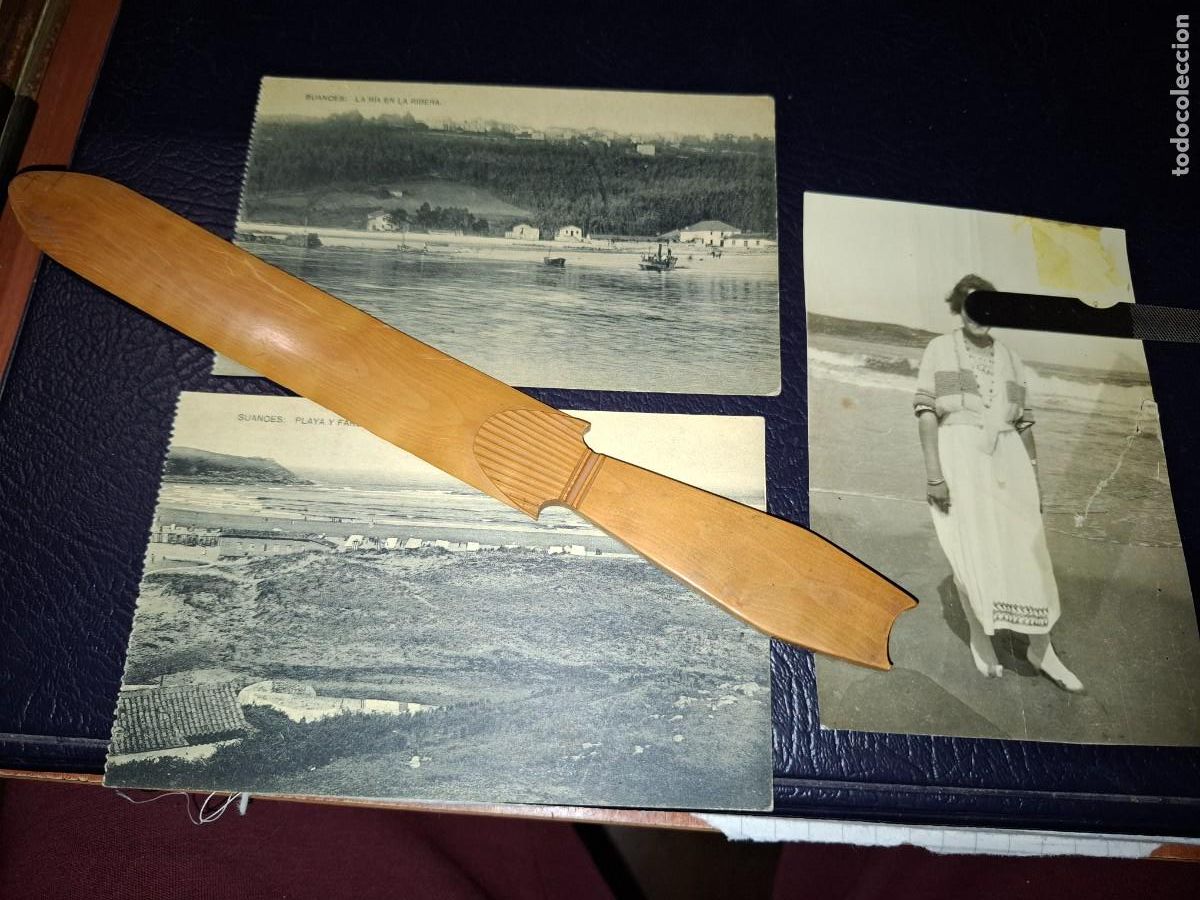 Fotograf&iacute;a antigua: Suances. Postales. La ria y playa faro. Foto albumina mujer playa. Suances.