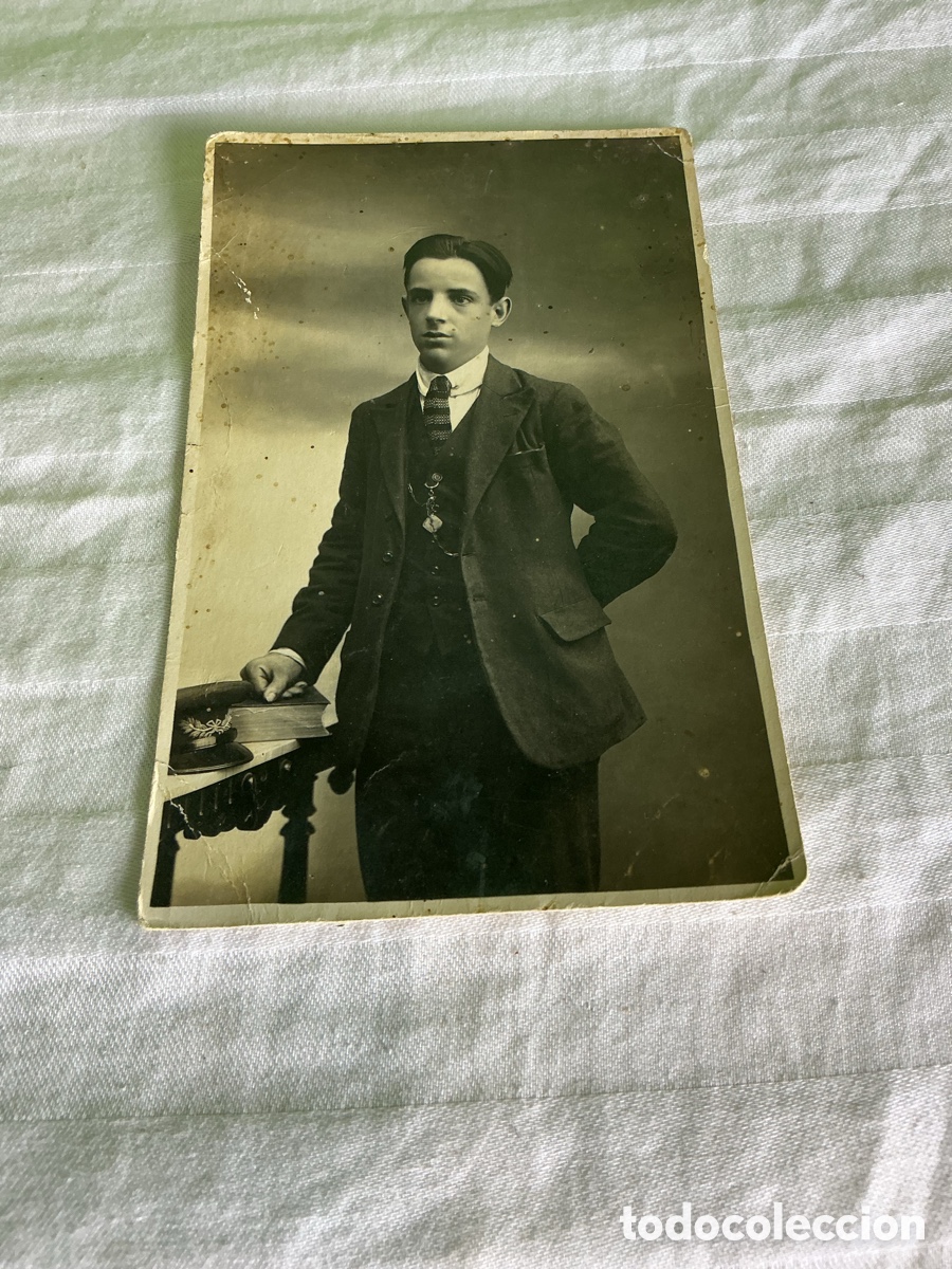 Fotograf&iacute;a antigua: Postal fotogr&aacute;fica de caballero. Tudela. Dedicada.