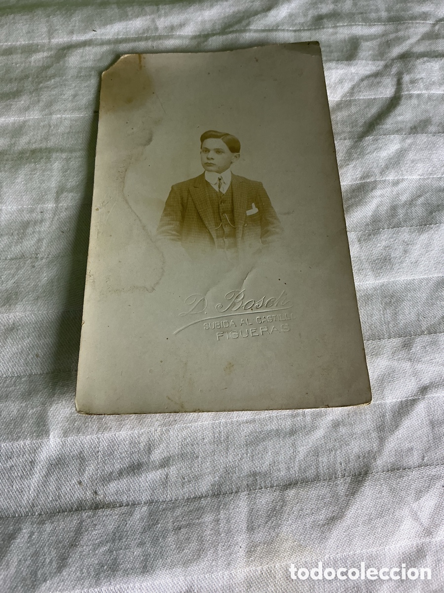 Fotograf&iacute;a antigua: Antigua fotograf&iacute;a postal retrato de joven elegante &ndash; D. Bosch Figueras &ndash; 1900-1920