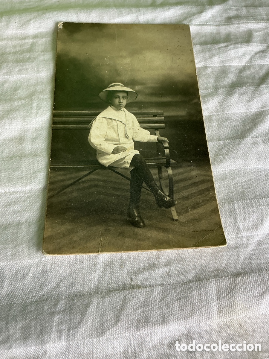 Antique Photography: Antigua fotograf&iacute;a ni&ntilde;o con traje marinero y sombrero &ndash; Francisco Amer Barcelona &ndash; 1900-1920