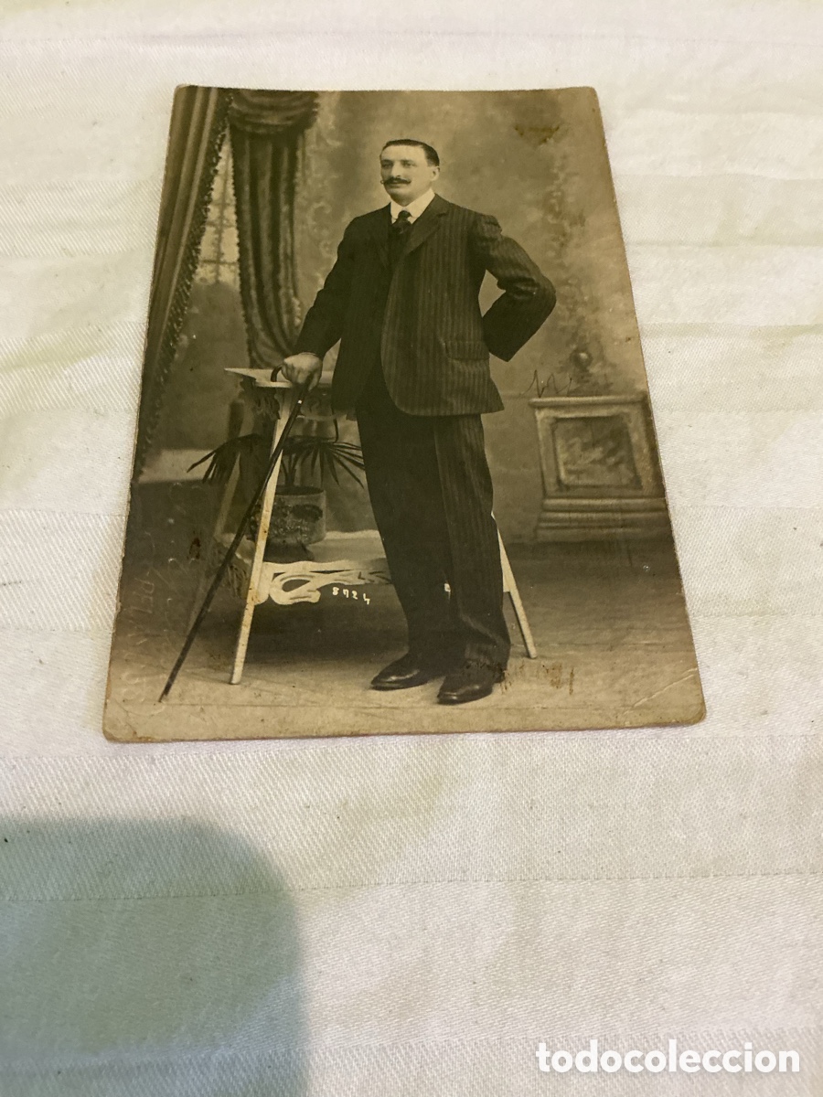 Fotograf&iacute;a antigua: Antigua fotograf&iacute;a postal de caballero con bast&oacute;n &ndash; F. Gaus&iacute; Barcelona &ndash; Principios siglo XX