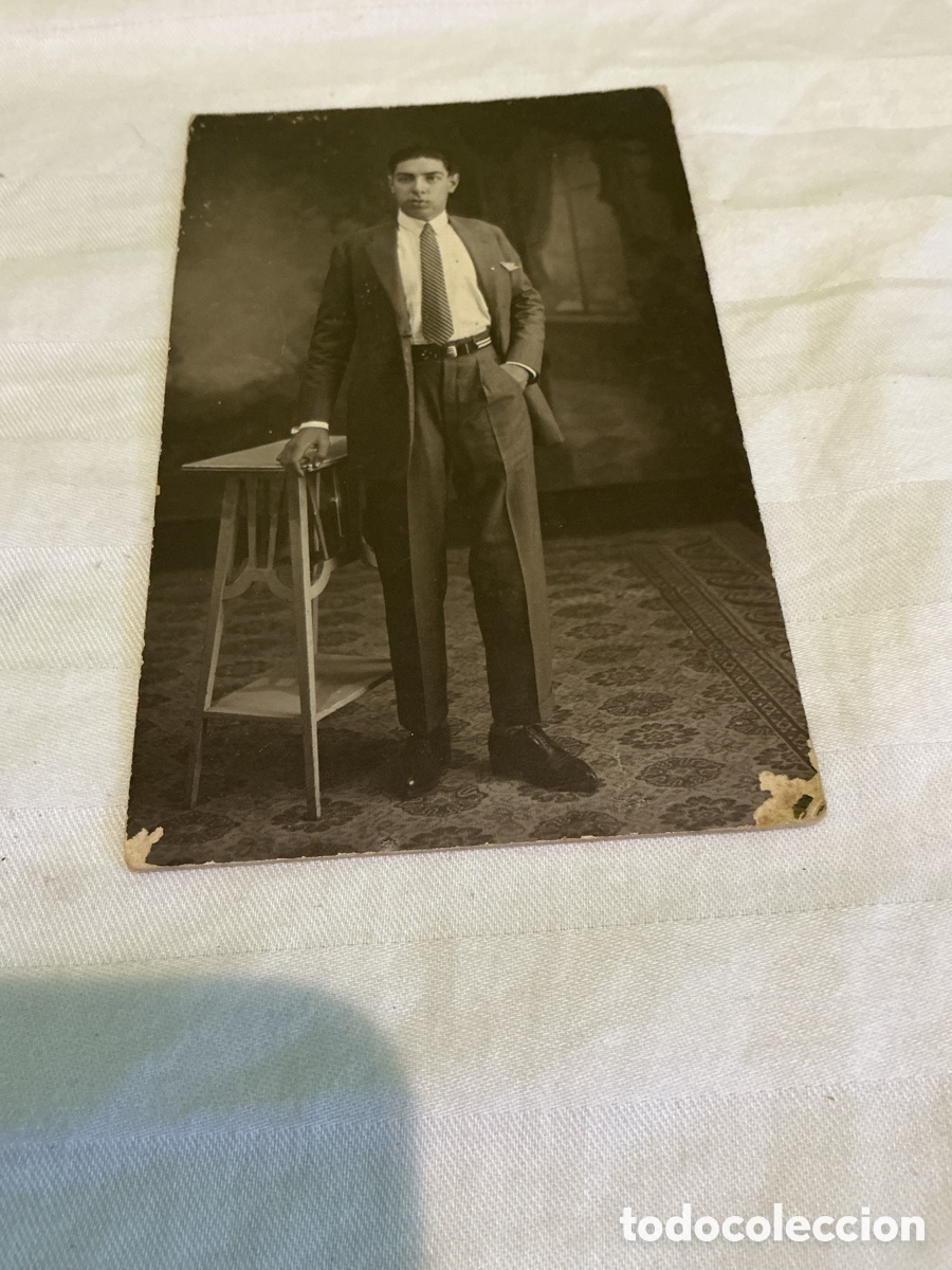 Fotograf&iacute;a antigua: Antigua fotograf&iacute;a postal retrato de caballero elegante &ndash; Estudio Napole&oacute;n Barcelona