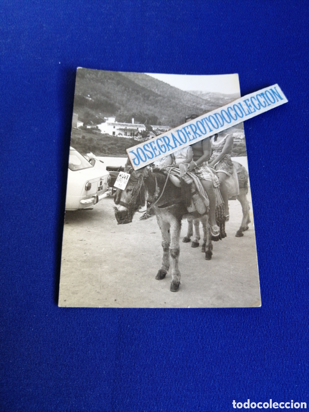 Fotograf&iacute;a antigua: MIJAS (M&Aacute;LAGA) BURRO TAXI MODELOS POSANDO FOTOGRAF&Iacute;A ANTIGUA SIGLO PASADO