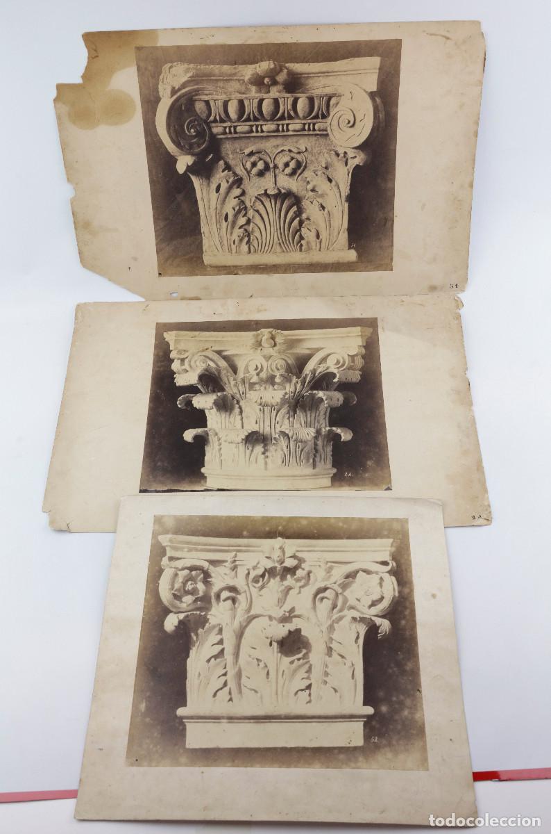Fotograf&iacute;a antigua: Carlo Baldassarre Simelli (1811-1877) 3 fotograf&iacute;as de capiteles, 1850-1860.