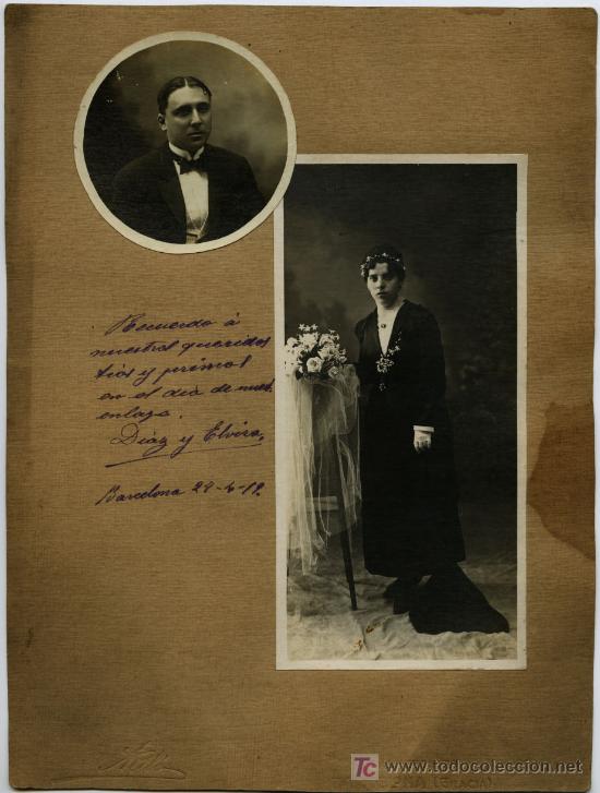 Fotografia antica: FOTO NUPCIAL. Curiosa fotograf&iacute;a.  F: RIB&Oacute;. 1919. Gr&agrave;cia. BCN