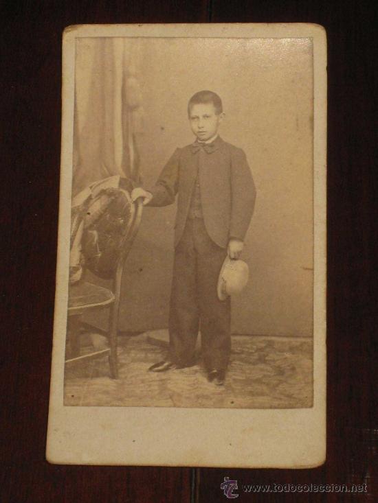 Antique Photography: ANTIGUA FOTOGRAFIA ALBUMINA DE NI&Ntilde;O - EN FORMATO DE CARTA DE VISITA O DE GABINETE - SIN MARCAS DEL F