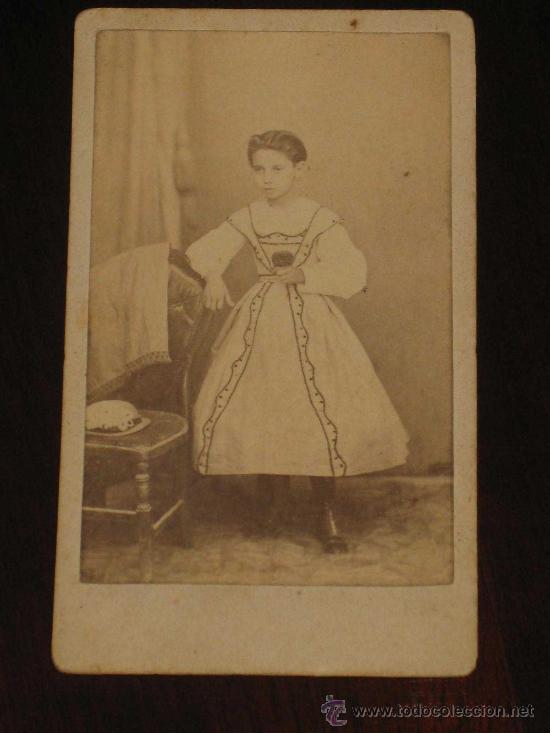 Antique Photography: ANTIGUA FOTOGRAFIA ALBUMINA DE NI&Ntilde;A - EN FORMATO DE CARTA DE VISITA O DE GABINETE - SIN MARCAS DEL F